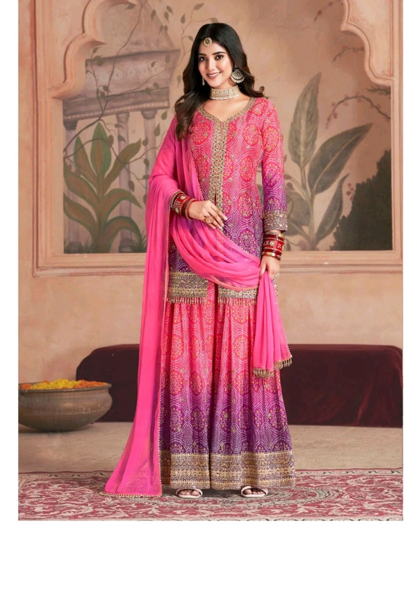 Antique Fashion 1 Dabka Jari and Sequince Work with handmade Jharkan Stone  Mirror work embroidery and digital print - colour 2, XL