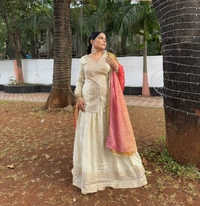 Antique Fashion 1 FABRIC  PURE SIMAR VISCOS JACQUARD SILK FRONT AND BACK EMBROIDERED WITH CANCAN  - Designe 1, L