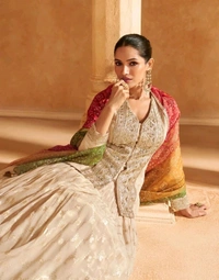 Antique Fashion 1 FABRIC  PURE SIMAR VISCOS JACQUARD SILK FRONT AND BACK EMBROIDERED WITH CANCAN  - Designe 2, S