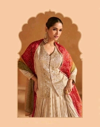 Antique Fashion 1 FABRIC  PURE SIMAR VISCOS JACQUARD SILK FRONT AND BACK EMBROIDERED WITH CANCAN  - Designe 2, S