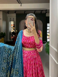 Antique Fashion 1 An enticing gaji silk lehenga that is beautifully embellished with digital print these lehenga print is sure to turn heads - colour 2