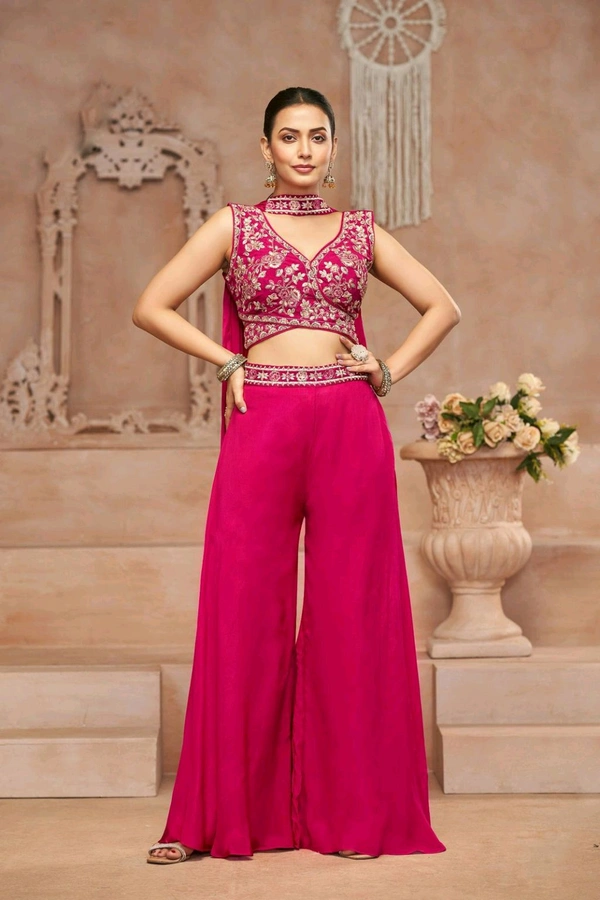 Antique Fashion 1 DESIGNER CROP TOP WITH FLARED DIVIDER  DUPATTA  - L, colour 1