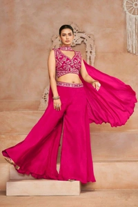 Antique Fashion 1 DESIGNER CROP TOP WITH FLARED DIVIDER  DUPATTA  - XL, colour 1