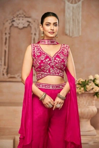 Antique Fashion 1 DESIGNER CROP TOP WITH FLARED DIVIDER  DUPATTA  - 3XL, colour 1