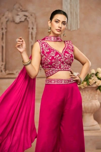 Antique Fashion 1 DESIGNER CROP TOP WITH FLARED DIVIDER  DUPATTA  - 3XL, colour 1