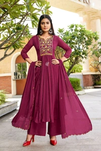 Antique Fashion 1 FLARED KURTI WITH WIDE PANT & DUPATTA - XL