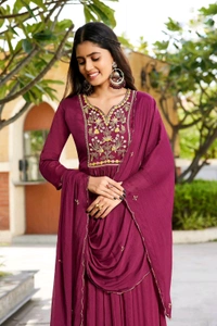 Antique Fashion 1 FLARED KURTI WITH WIDE PANT & DUPATTA - L