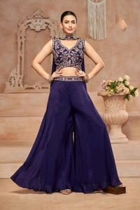 Antique Fashion 1 DESIGNER CROP TOP WITH FLARED DIVIDER  DUPATTA  - XL, colour 2