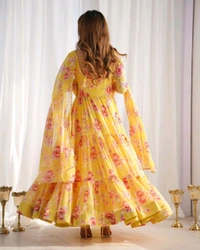 Antique Fashion 1 PURE SOFT FOX GEORGETTE FLORAL PRINT FABRIC FULLY FLAIR ANARKALI,WITH DUPPTA SET,PENT READY TO WEAR* - Xs (34), colour 2