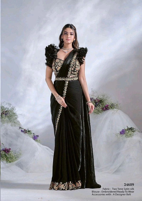 Antique Fashion 1 Ready To Wear Designer Saree  - Black
