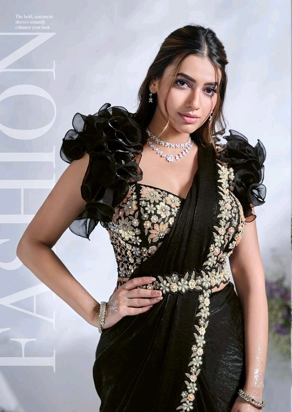 Antique Fashion 1 Ready To Wear Designer Saree  - Black