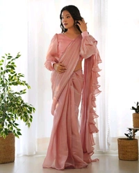 Antique Fashion 1 READY TO WEAR PREDRAPPED REAY TO WEAR SAREE WITH FULL STTICHED BLOUSE JIMMY CHOO FABRIC - colour 2, S