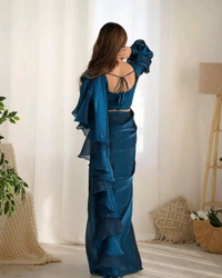 Antique Fashion 1 READY TO WEAR PREDRAPPED REAY TO WEAR SAREE WITH FULL STTICHED BLOUSE JIMMY CHOO FABRIC - colour 3, S