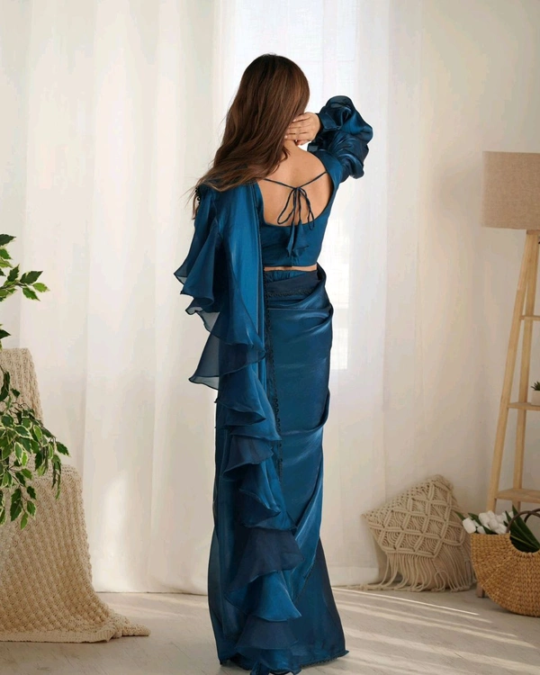 Antique Fashion 1 READY TO WEAR PREDRAPPED REAY TO WEAR SAREE WITH FULL STTICHED BLOUSE JIMMY CHOO FABRIC - colour 3, S
