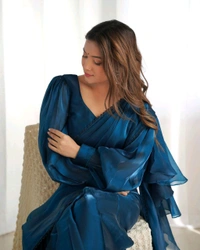 Antique Fashion 1 READY TO WEAR PREDRAPPED REAY TO WEAR SAREE WITH FULL STTICHED BLOUSE JIMMY CHOO FABRIC - colour 3, S