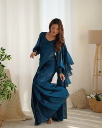 Antique Fashion 1 READY TO WEAR PREDRAPPED REAY TO WEAR SAREE WITH FULL STTICHED BLOUSE JIMMY CHOO FABRIC - colour 3, M