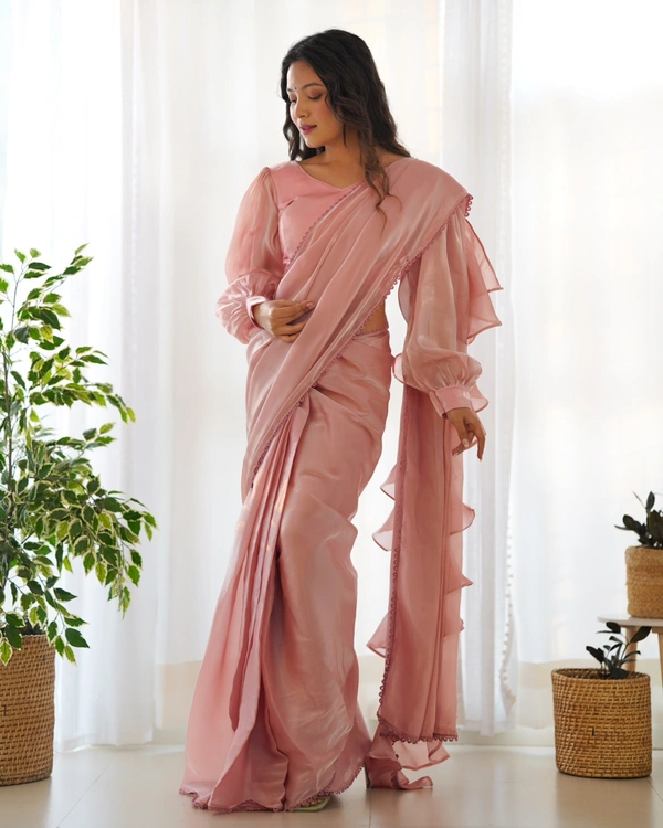 Antique Fashion 1 READY TO WEAR PREDRAPPED REAY TO WEAR SAREE WITH FULL STTICHED BLOUSE JIMMY CHOO FABRIC - colour 2, M
