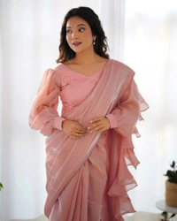 Antique Fashion 1 READY TO WEAR PREDRAPPED REAY TO WEAR SAREE WITH FULL STTICHED BLOUSE JIMMY CHOO FABRIC - colour 2, M