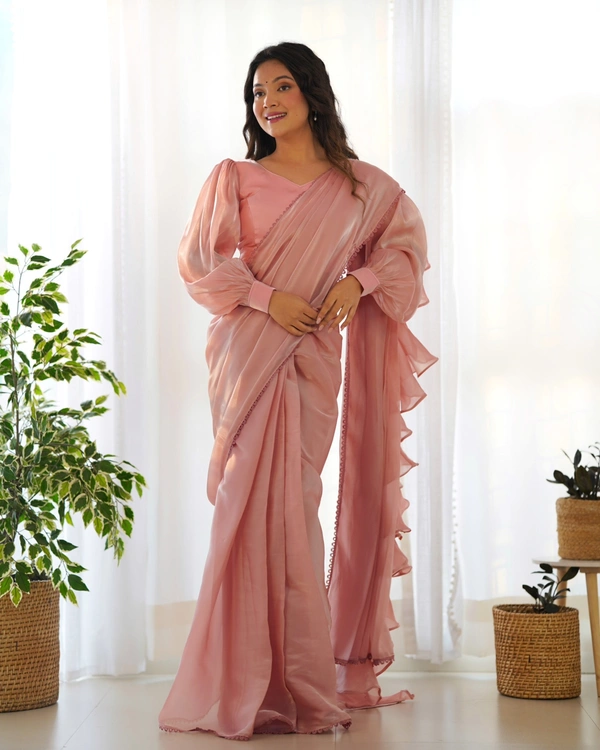Antique Fashion 1 READY TO WEAR PREDRAPPED REAY TO WEAR SAREE WITH FULL STTICHED BLOUSE JIMMY CHOO FABRIC - colour 2, M