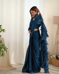 Antique Fashion 1 READY TO WEAR PREDRAPPED REAY TO WEAR SAREE WITH FULL STTICHED BLOUSE JIMMY CHOO FABRIC - colour 3, Xl
