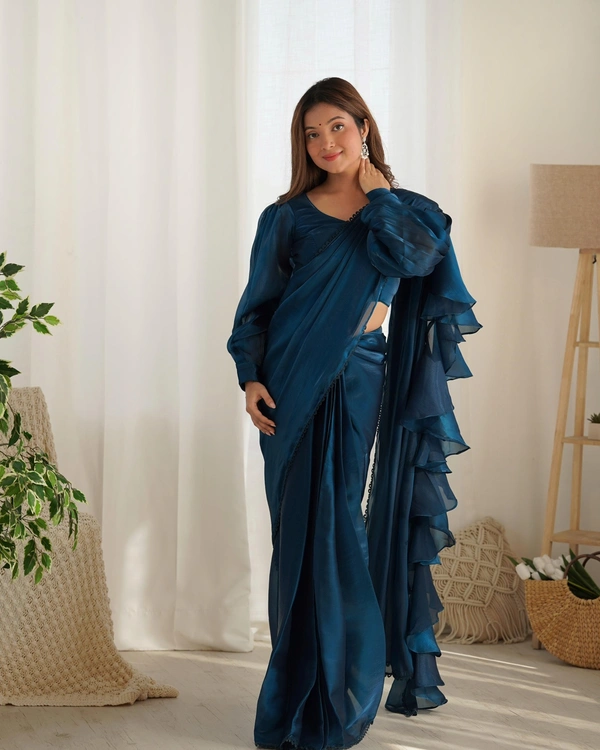 Antique Fashion 1 READY TO WEAR PREDRAPPED REAY TO WEAR SAREE WITH FULL STTICHED BLOUSE JIMMY CHOO FABRIC - colour 3, Xxxl