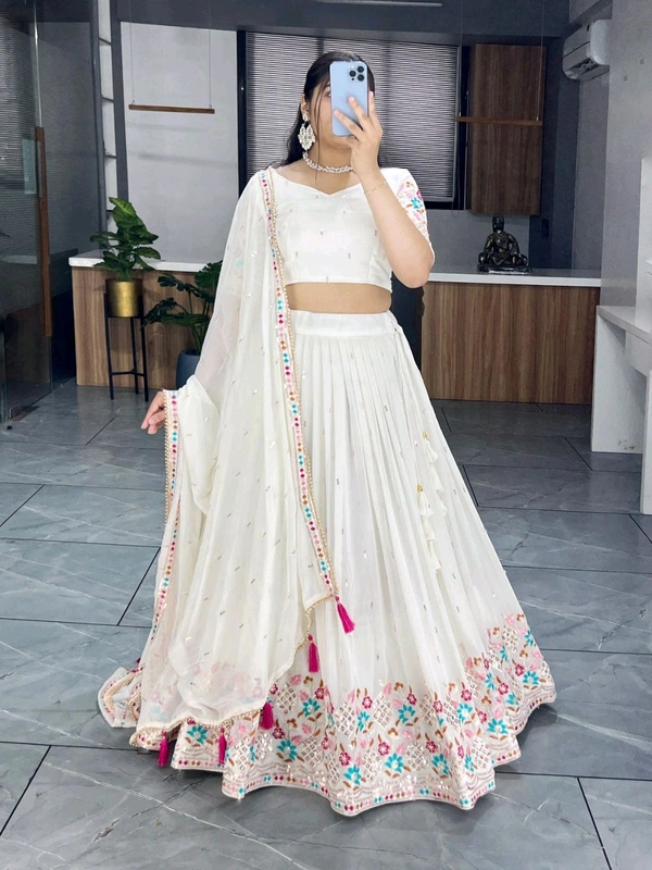 Antique Fashion 1 Classical Off White Embroidery Lehenga Collection