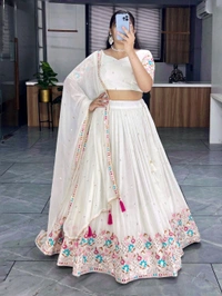 Antique Fashion 1 Classical Off White Embroidery Lehenga Collection