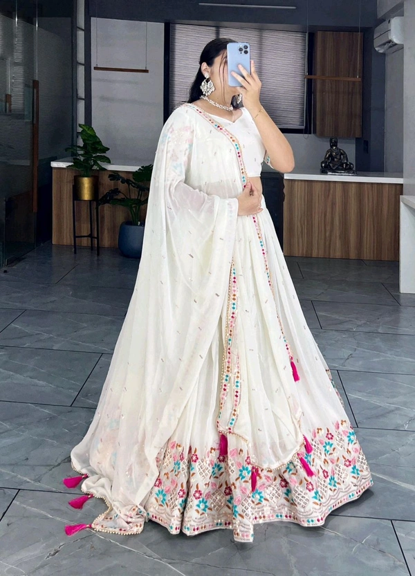 Antique Fashion 1 Classical Off White Embroidery Lehenga Collection