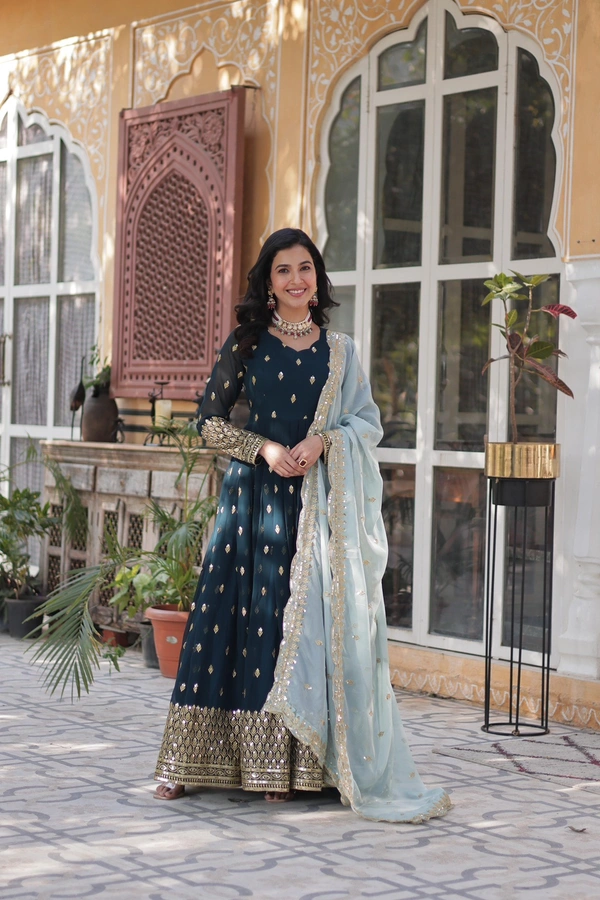 Antique Fashion 1 READYMADE GOWN + DUPPTA COLLECTIONS - M