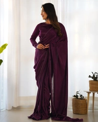 Antique Fashion 1 READY TO WEAR PREDRAPPED REAY TO WEAR SAREE WITH FULL STTICHED BLOUSE PREMIUM MARBLE VELVET FABRI - XL