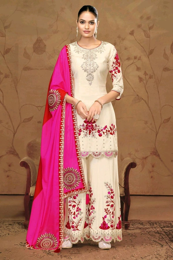 Antique Fashion 1 Designer Kurti Plazo Set - L