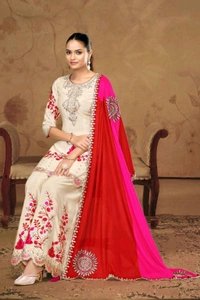 Antique Fashion 1 Designer Kurti Plazo Set - L