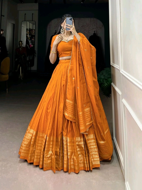 Antique Fashion 1 Pure Chanderi Plain Lehenga with Intricate Zari Work Border - colour 5