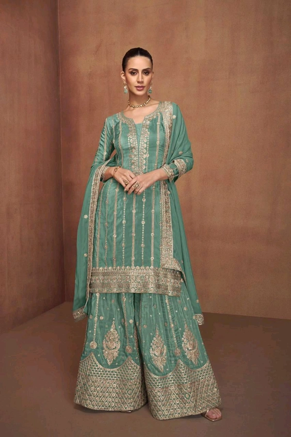 Antique Fashion 1 Designer Kurti Plazo Set  - L, colour 3