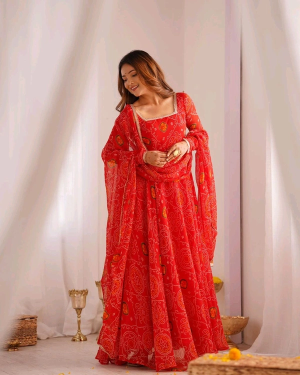 Antique Fashion 1 Anarkali Gown Collection  - L, Red