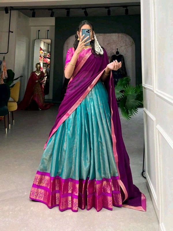 Antique Fashion 1 Crafted with love adorned with heritage   The South  style Kanchipuram silk lehenga is more than just attire  it's a piece of art that encapsulates the essence of South Indian culture   - colour 3, Stitched Blouse