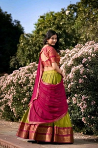 Antique Fashion 1 Elevate your ethnic fashion with the allure of South Indian style Lehenga Choli  a blend of tradition and modernity that captivates hearts - colour 6, Stitched Blouse