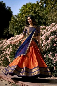 Antique Fashion 1 Elevate your ethnic fashion with the allure of South Indian style Lehenga Choli  a blend of tradition and modernity that captivates hearts - colour 4, Stitched Blouse
