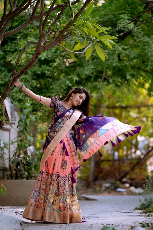 Antique Fashion 1 Elevate your ethnic fashion with the allure of South Indian style Lehenga Choli  a blend of tradition and modernity that captivates hearts - colour 4, Sttiched Blouse