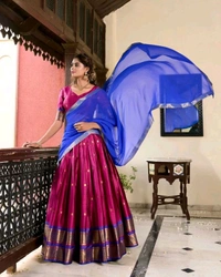 Antique Fashion 1 Paithani artistry on Cotton Silk an elegant tribute to cultural heritage   - colour 2, Flair =5 Gima Look, Unstitched Blouse