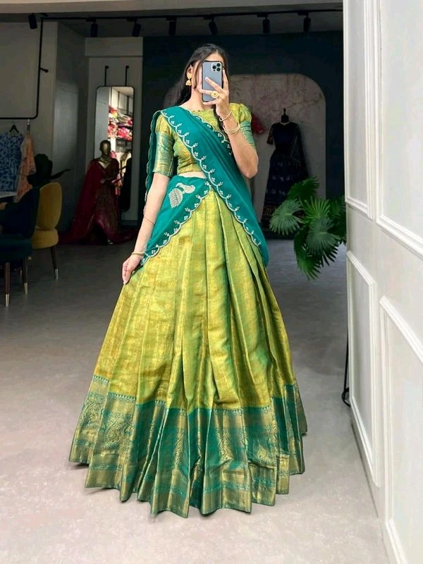 Antique Fashion 1 South Indian Lehenga - colour 3, Stitched Blouse
