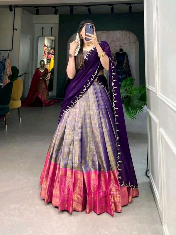 Antique Fashion 1 South Indian Lehenga - colour 2, Stitched Blouse