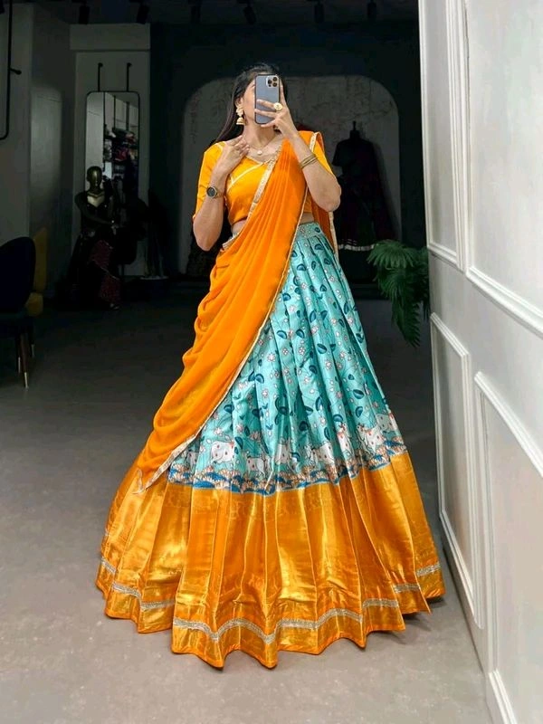 Antique Fashion 1 South Indian Lehenga  - colour 2, Stitched Blouse