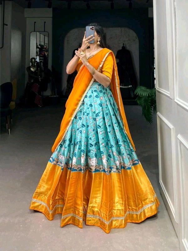 Antique Fashion 1 South Indian Lehenga  - colour 2, Stitched Blouse