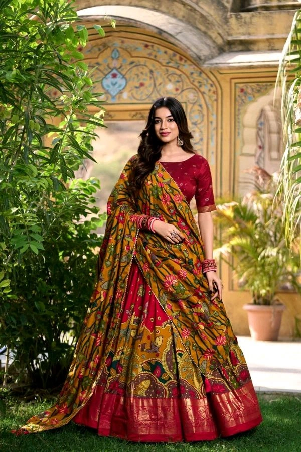 Antique Fashion 1 South Indian Lehenga  - colour 4, Sttiched Blouse