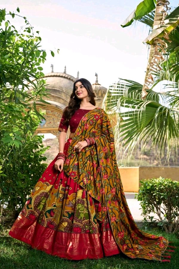 Antique Fashion 1 South Indian Lehenga  - colour 4, Sttiched Blouse
