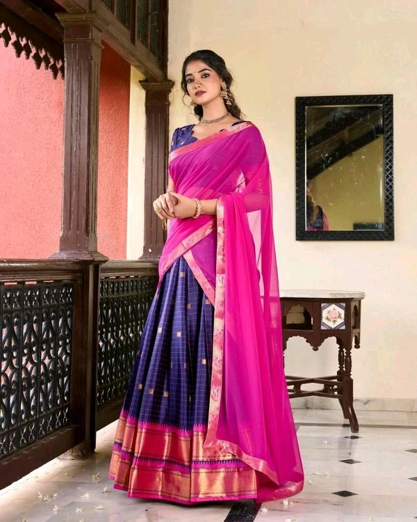 Antique Fashion 1 Paithani artistry on Cotton Silk an elegant tribute to cultural heritage   - colour 4, Flair =5 Gima Look, Stitched Blouse