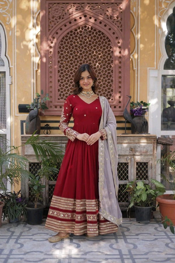 Antique Fashion 1 New Designer Gown With Dupatta  - L