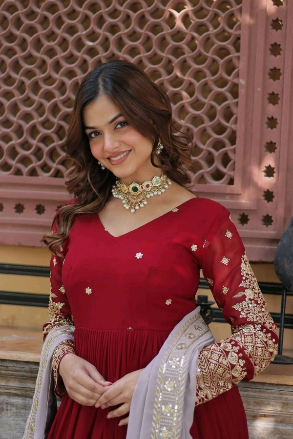 Antique Fashion 1 New Designer Gown With Dupatta  - L