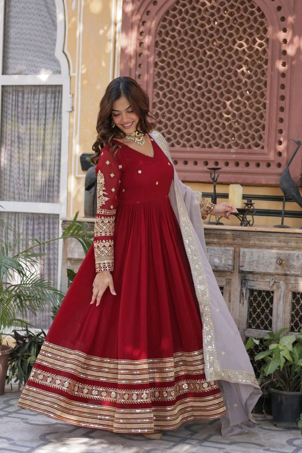Antique Fashion 1 New Designer Gown With Dupatta  - XL